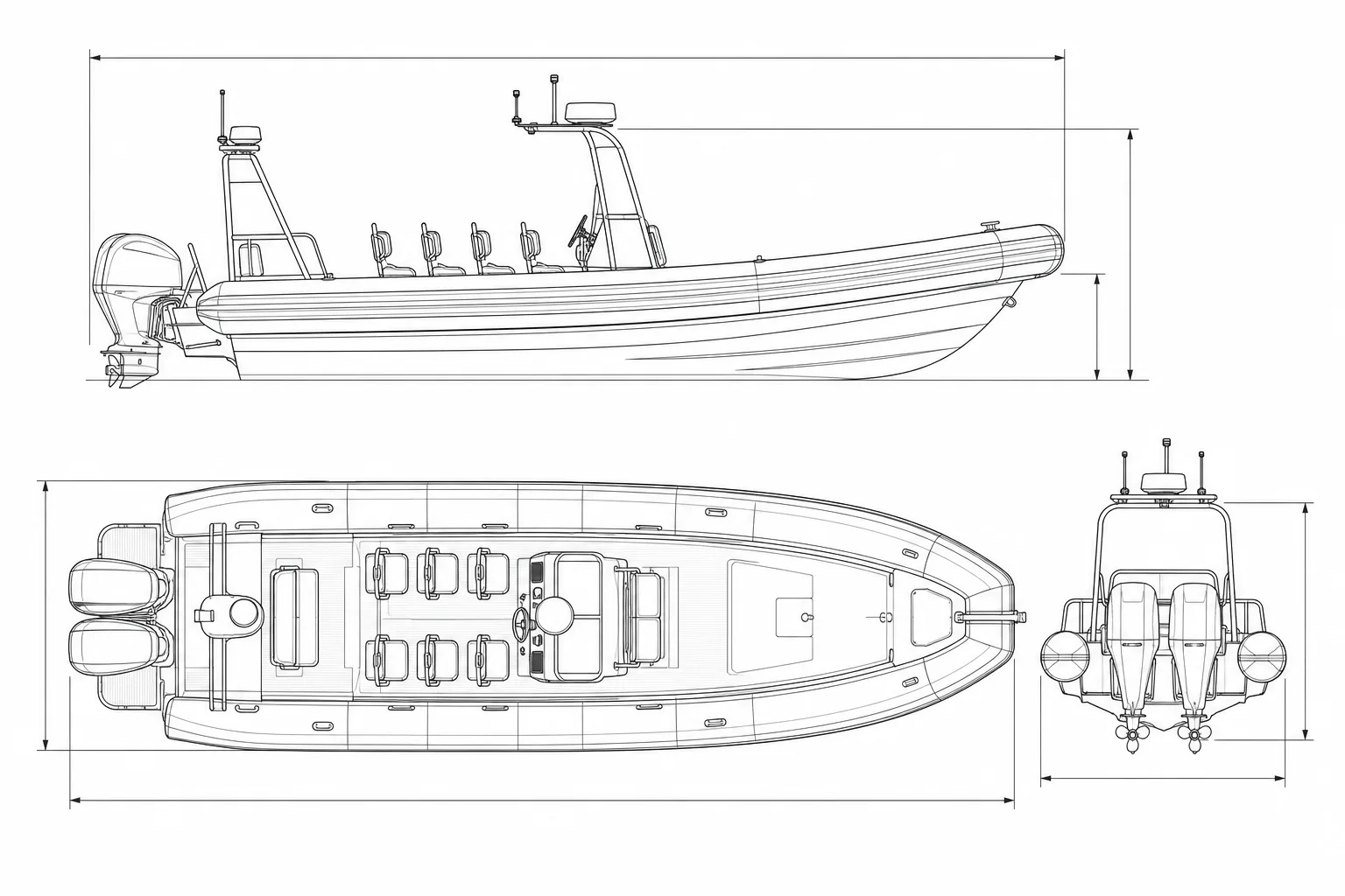 11.8 m RHIB Concept Study technical drawing
